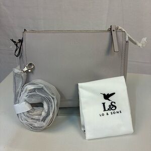 NEW Lo & Sons The Pearl Crossbody Bag in Gray Saffiano/Gold/Gray